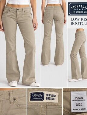 🤎 Levi’s Signature Low Rise Bootcut Khaki Jeans/Pants — Size 14 Medium
